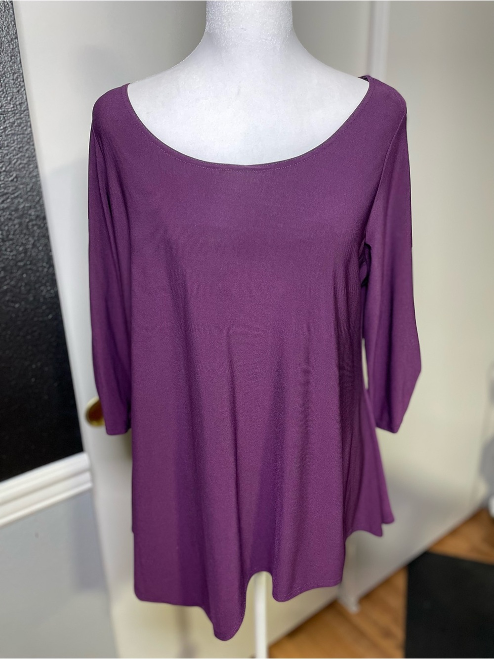 Star Vixen Plum Scoop Neck 3/4 Sleeve Tunic